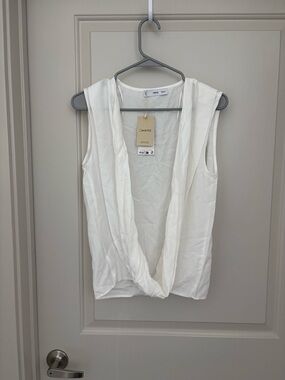 Mango White Draped V-Neck Sleeveless Camisole NWT Size S